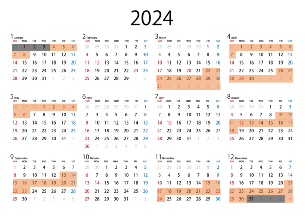 2024年繁忙期カレンダー